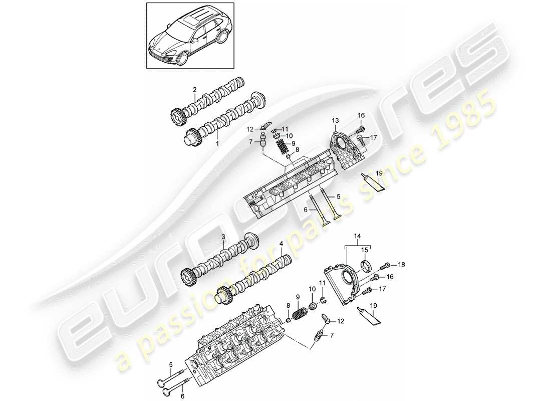 porsche 2011 (cayenne e2 92a) arbre à cames, soupapes schéma des pièces