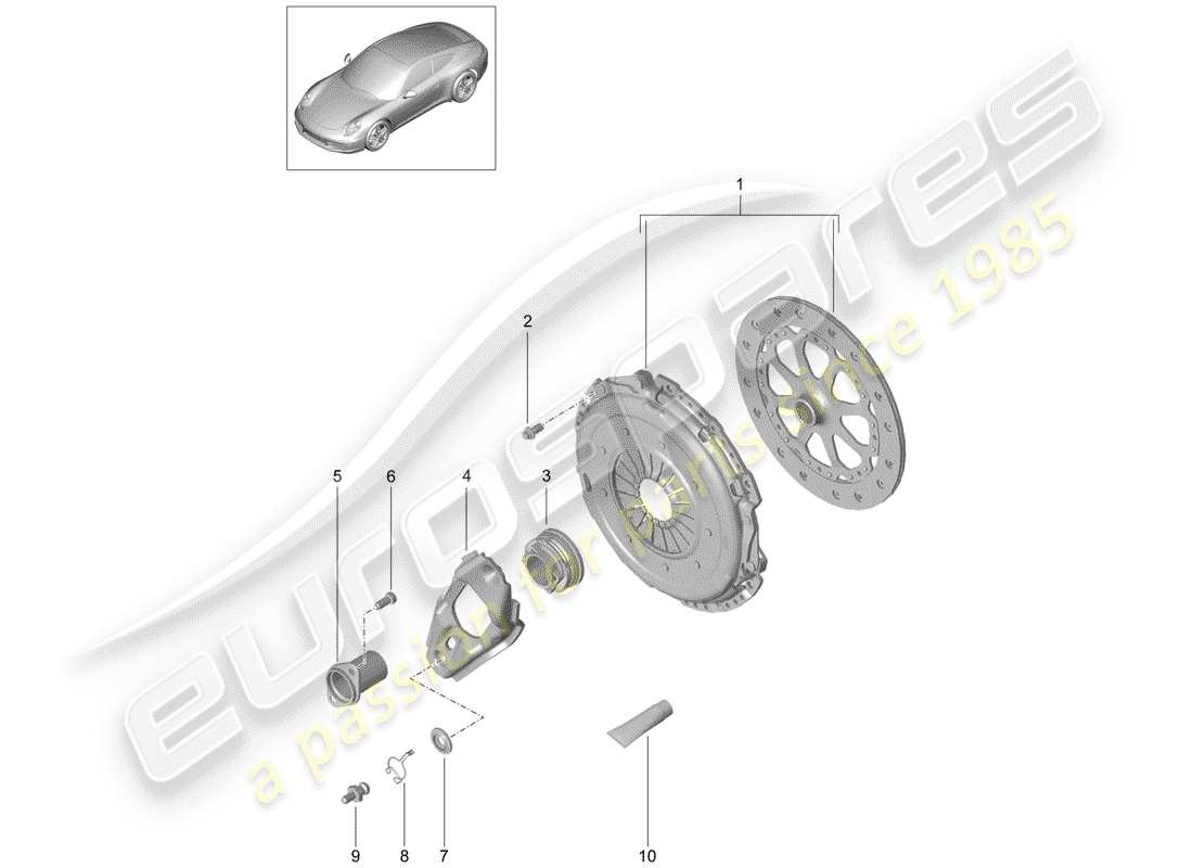 porsche 2013 (991-1) schéma des pièces d'embrayage