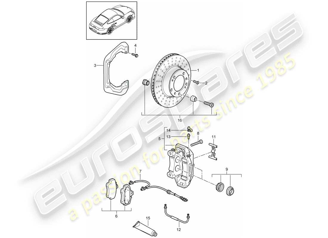 porsche 2011 (997-2 turbo / gt2 rs) freins à disque schéma des pièces