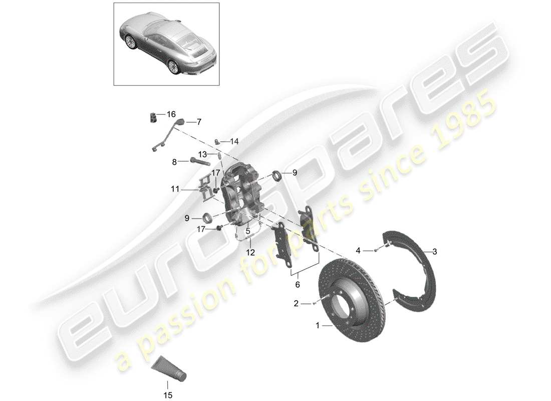 porsche 2017 (991-2) freins à disque schéma des pièces