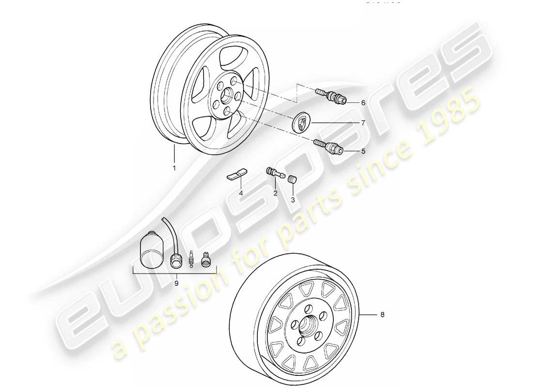 porsche 2005 (997-1) roues schéma des pièces