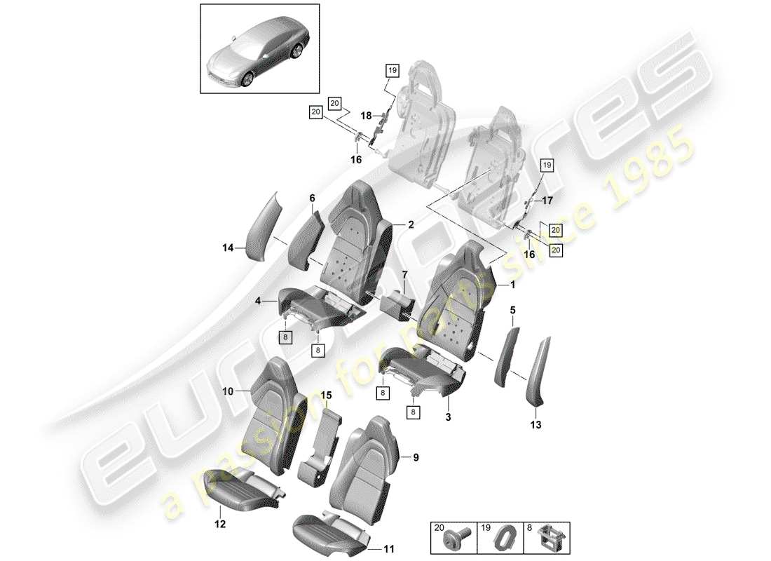 porsche 2017 (panamera 971-1) seat schéma des pièces