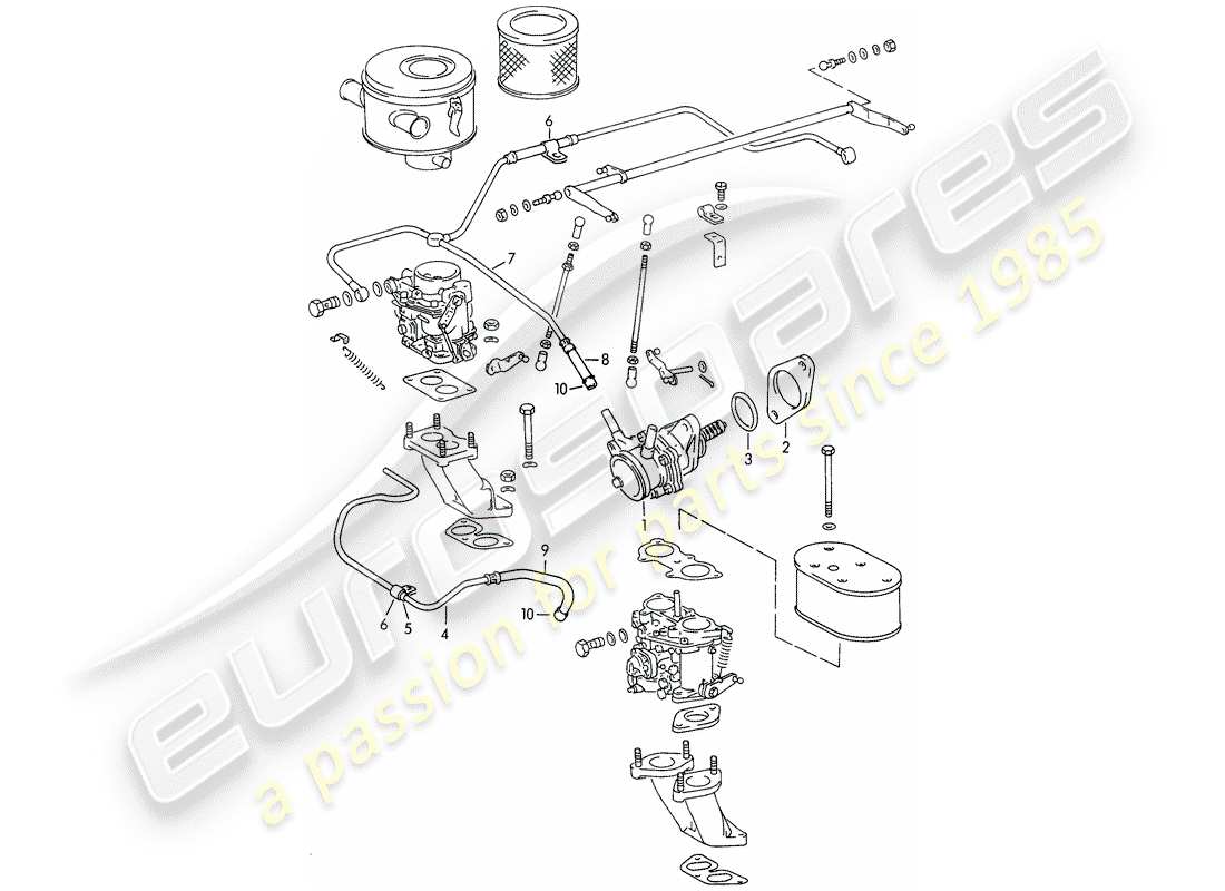 porsche 1962 (356b/356c) pompe à carburant - et - conduite de carburant schéma des pièces