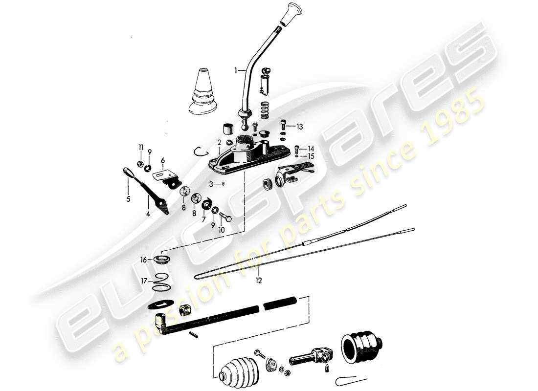 porsche 1962 (356b/356c) diagramme de pièce de commande de transmission