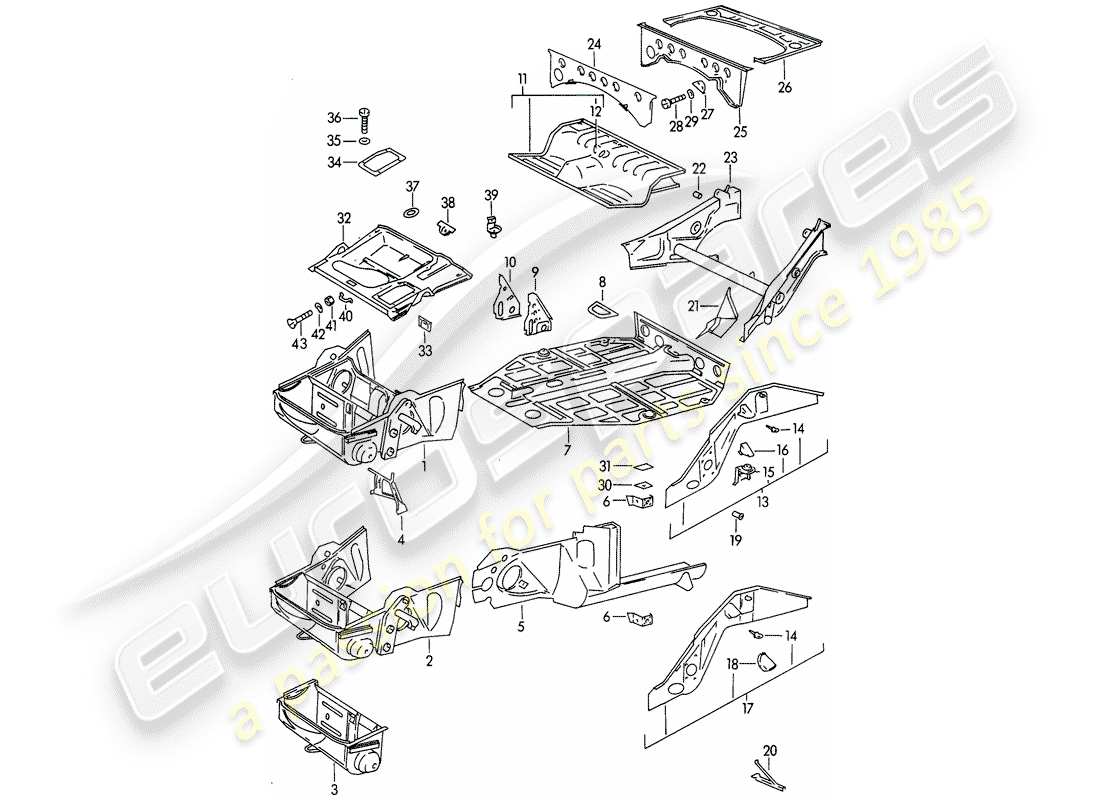 porsche 1961 (356b/356c) diagramme des pièces du cadre