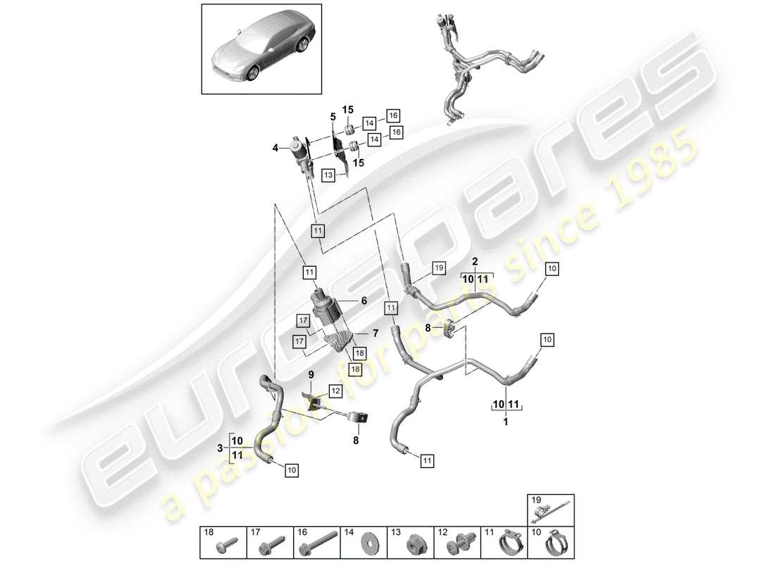 porsche 2019 (panamera 971-1) schéma des pièces du chauffage