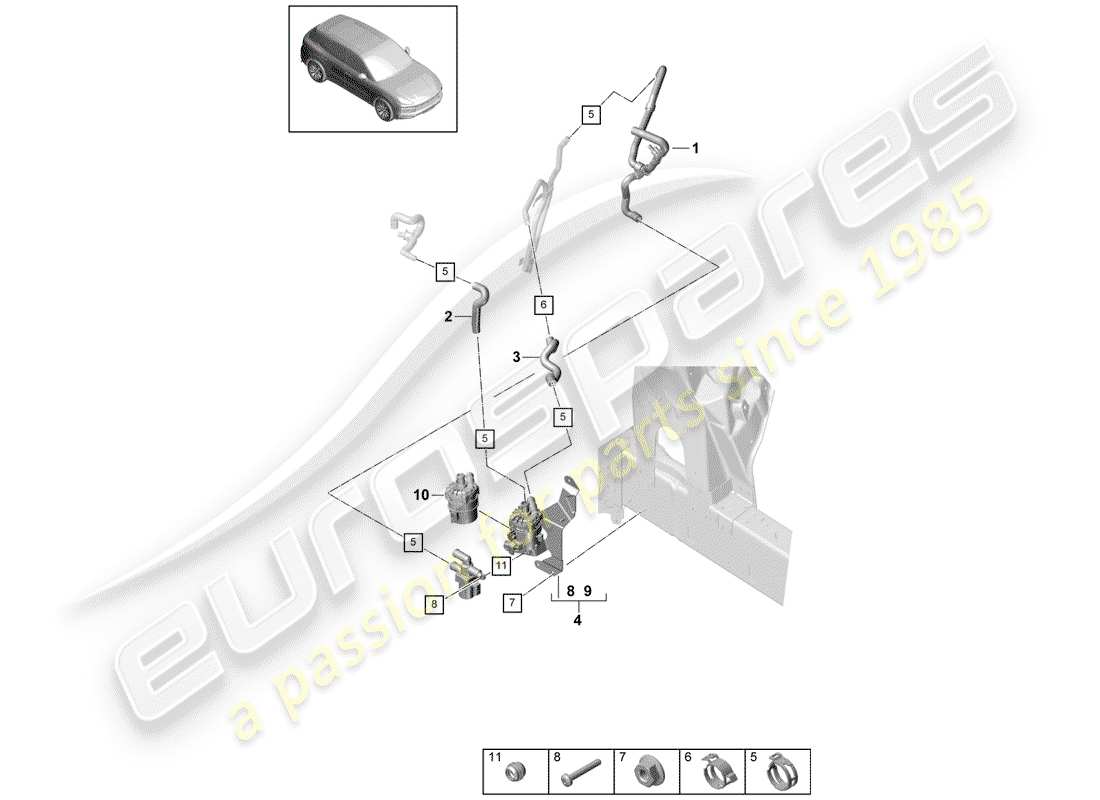 porsche 2020 (cayenne e3 9ya/9yb) chauffage schéma des pièces