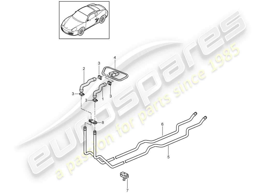 porsche 2007 (987 cayman) système de chauffage 1 schéma des pièces