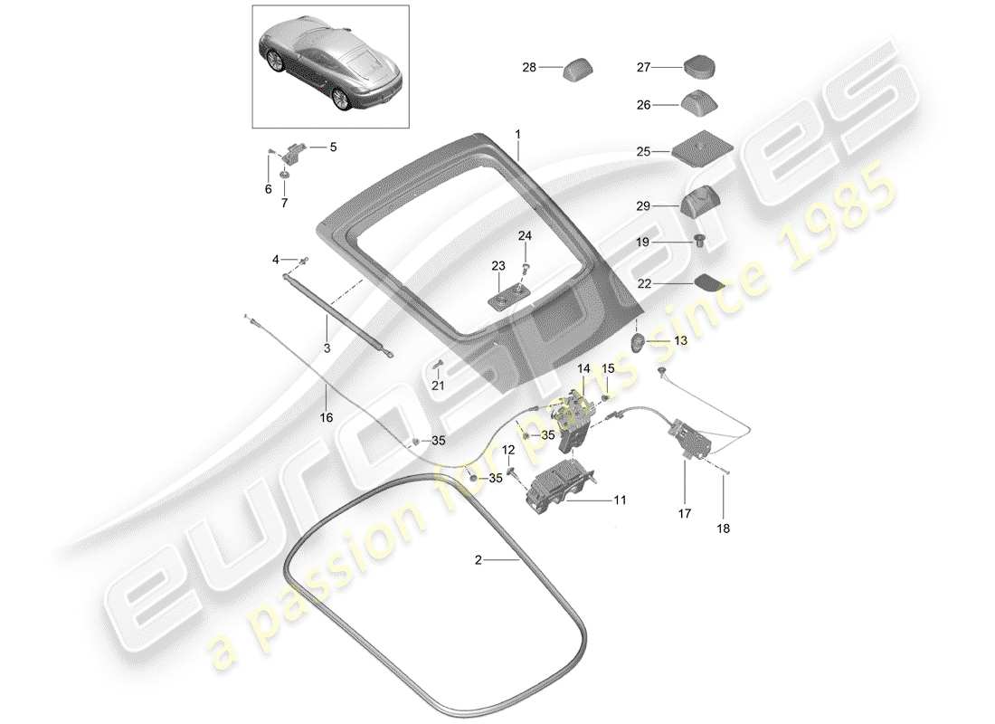 porsche 2014 (981 cayman) couverture schéma des pièces
