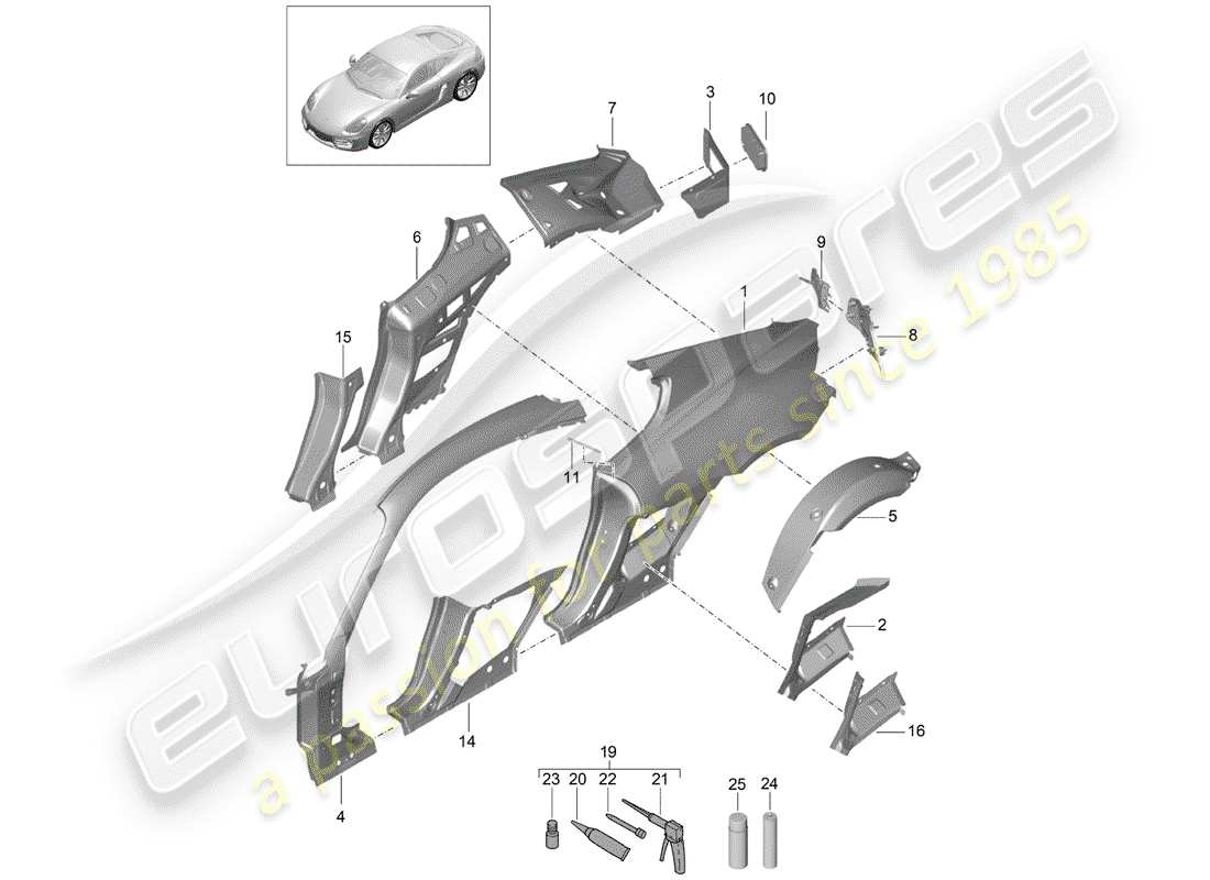 porsche 2016 (981 cayman) panneau latéral schéma des pièces