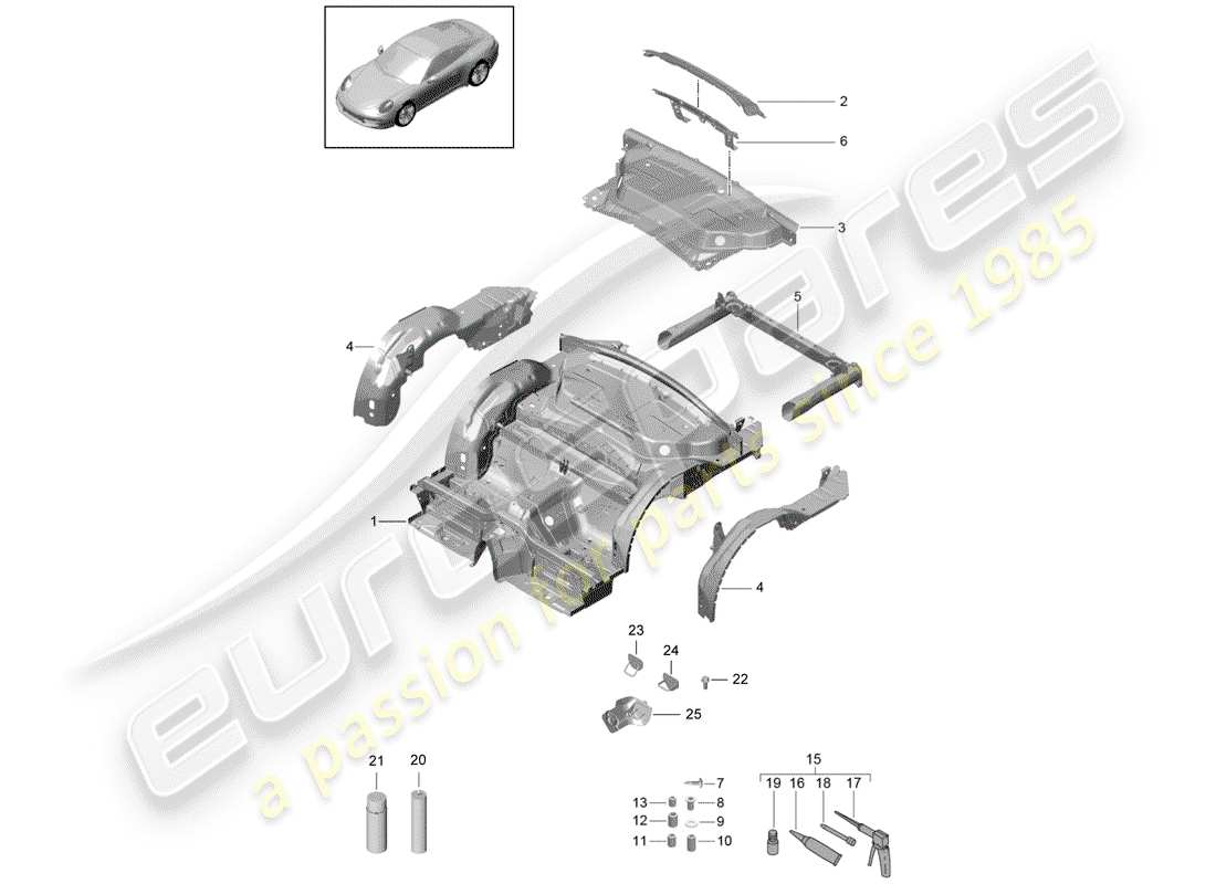 porsche 2015 (991-1) schéma des pièces arrière