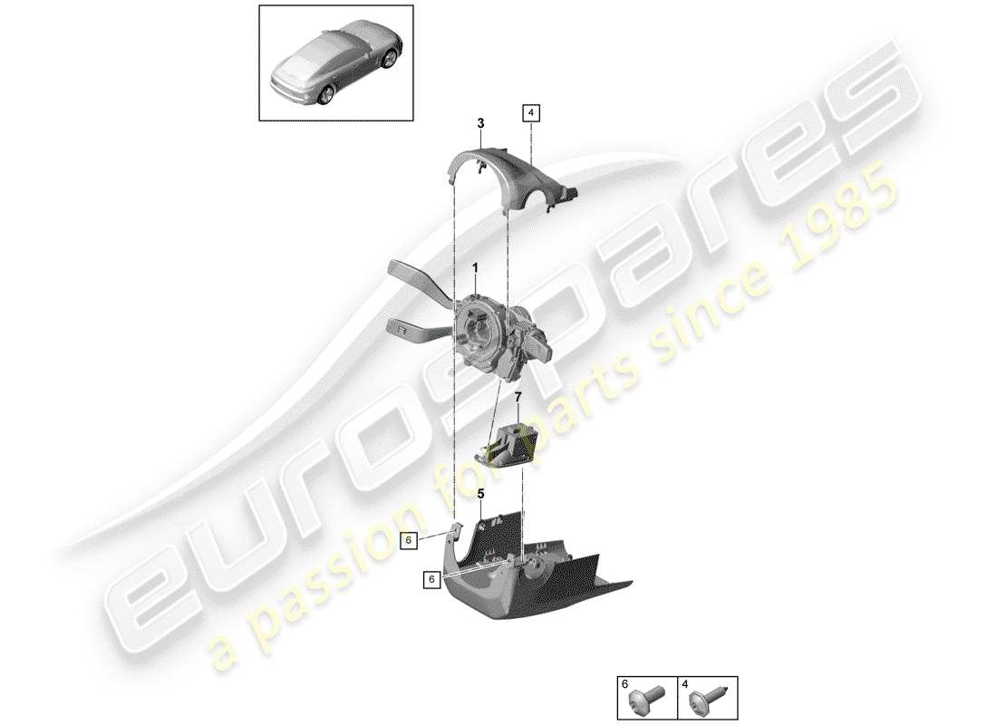 porsche 2018 (panamera 971-1) commutateur de colonne de direction schéma des pièces