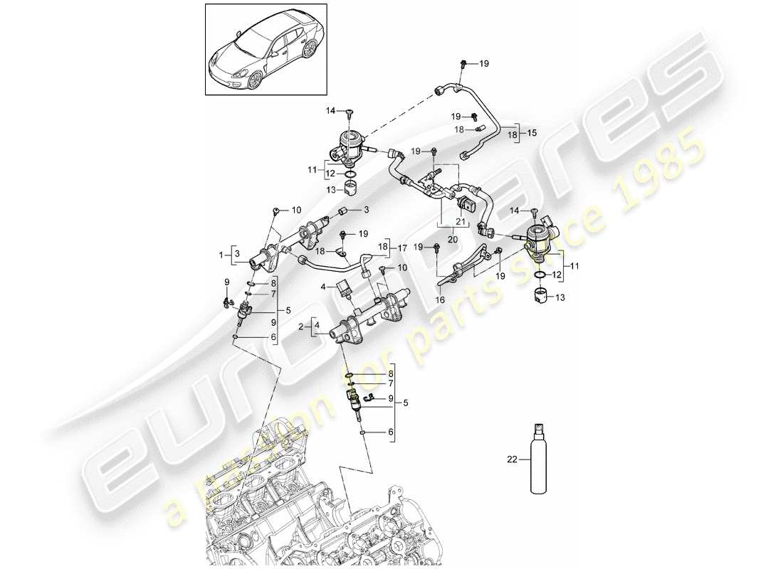 porsche 2016 (panamera 970) tuyau de récupération de carburant schéma des pièces
