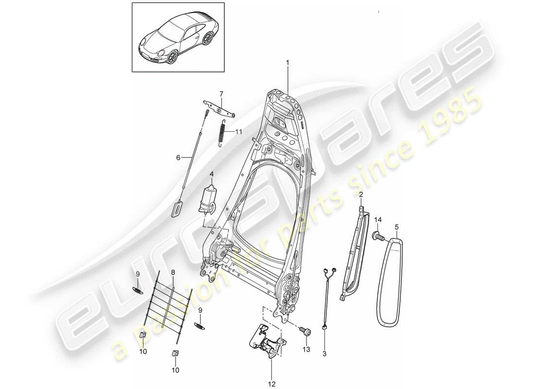 porsche 2011 (997-2) cadre de dossier schéma des pièces
