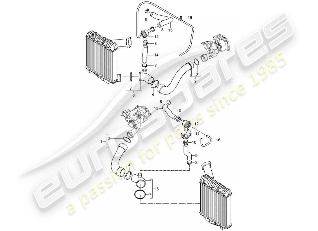 porsche 2007 (cayenne e1 9pa) suralimentation 1 schéma des pièces