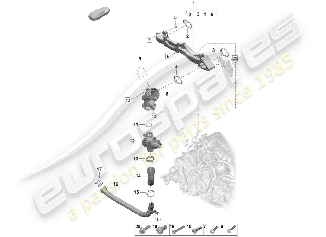 porsche 2019 (992-1) schéma des pièces du sous-châssis