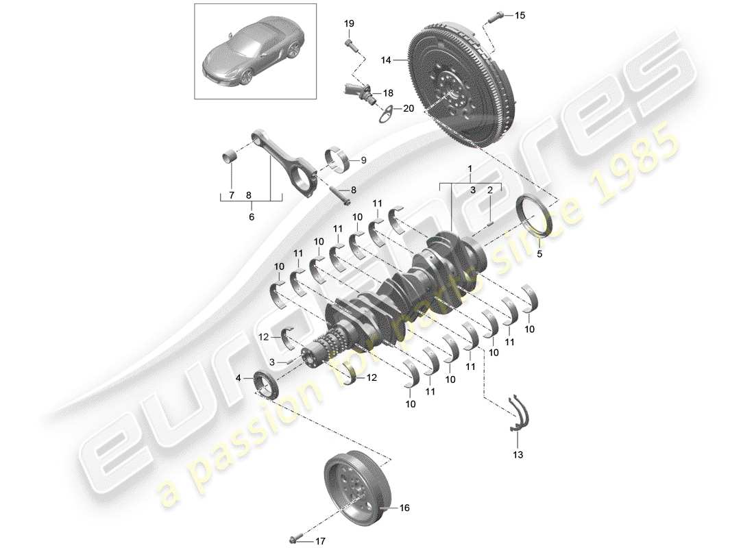porsche 2016 (981 boxster) vilebrequin schéma des pièces