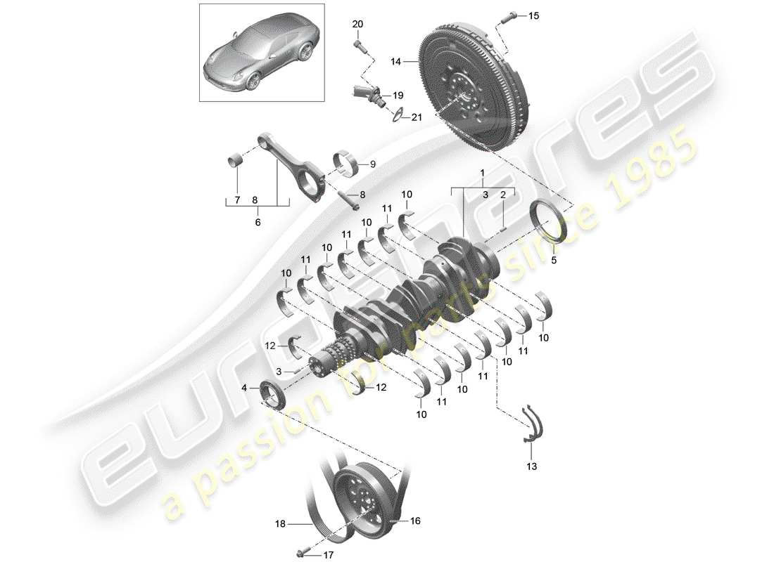 porsche 2012 (991-1) vilebrequin schéma des pièces
