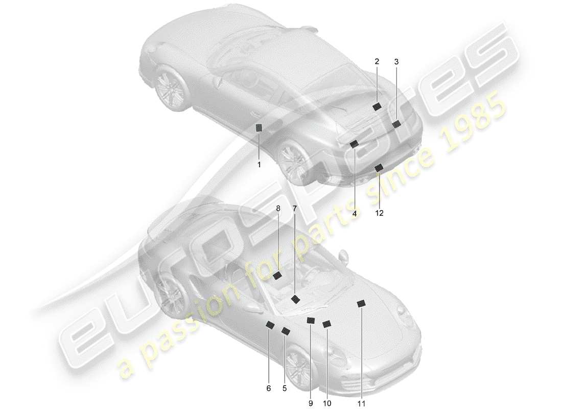 porsche 2020 (991-2 turbo) signes/avis schéma des pièces