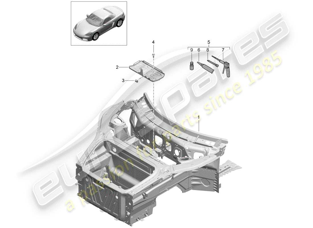 porsche 2017 (718 boxster) l'extrémité avant schéma des pièces