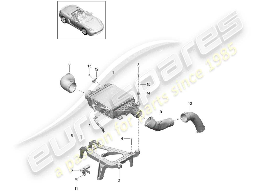 porsche 2020 (718 boxster) refroidisseur d'air de charge schéma des pièces