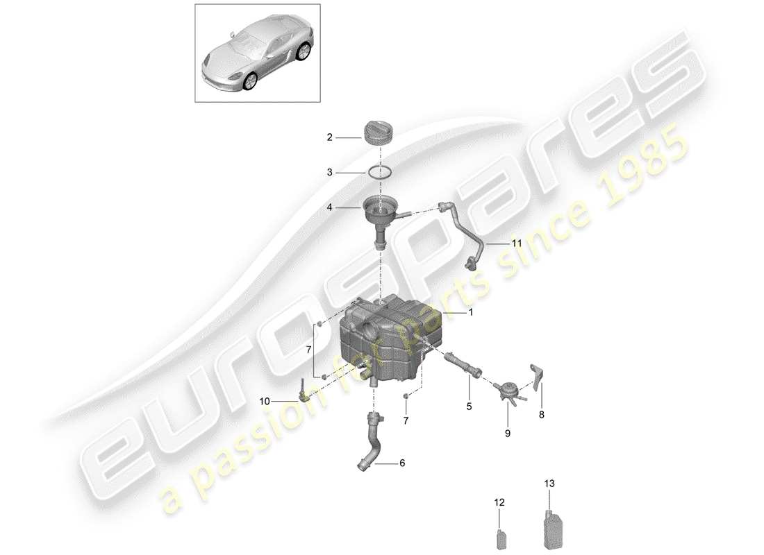 porsche 2018 (718 cayman) refroidissement par eau schéma des pièces