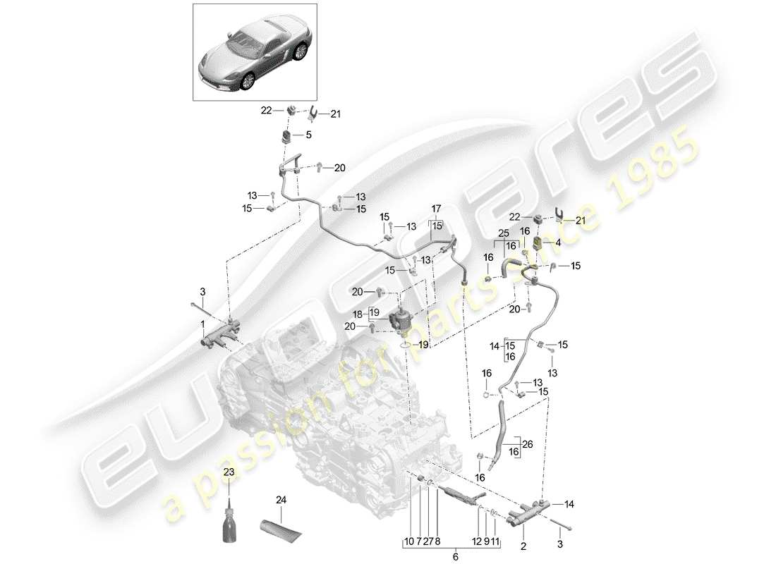 porsche 2017 (718 boxster) tuyau de collecte de carburant schéma des pièces