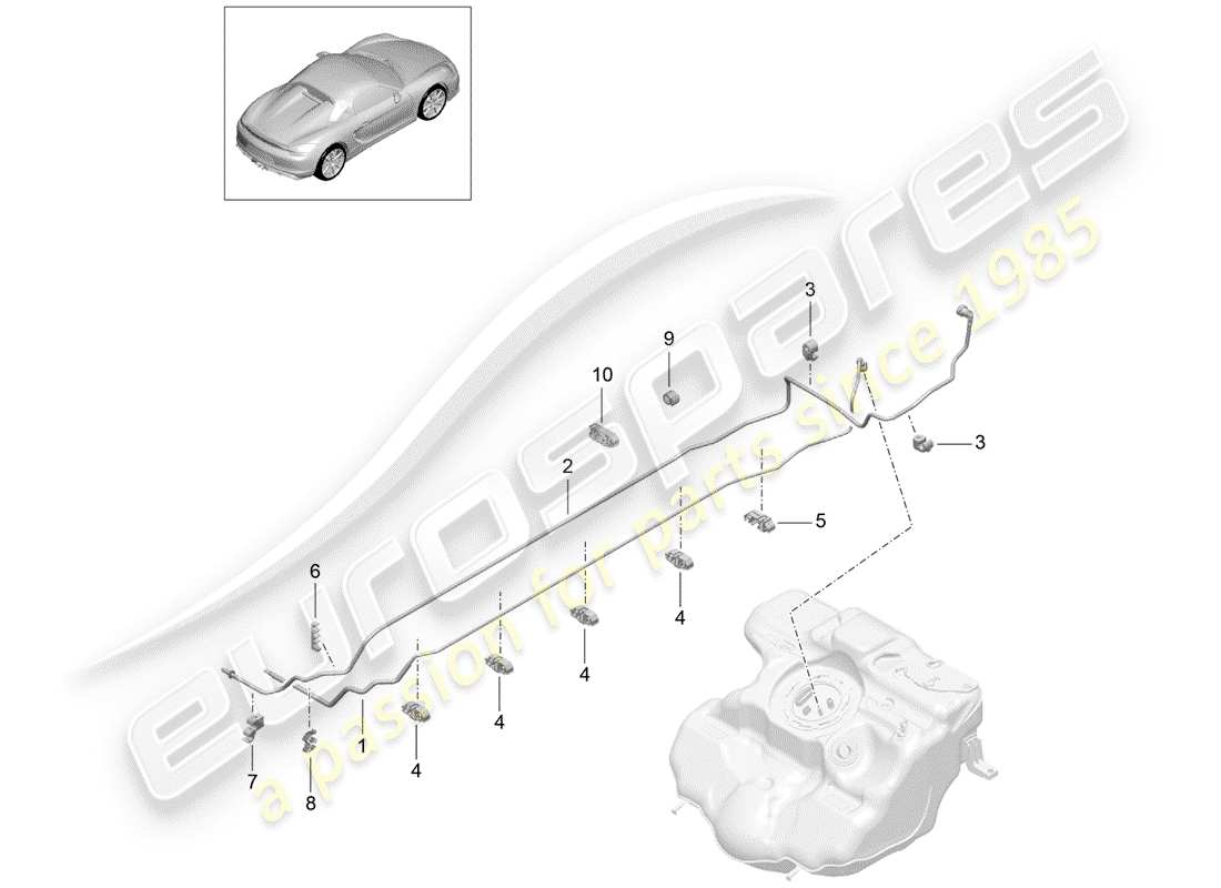 porsche 2016 (981 boxster spyder) système de carburant schéma des pièces