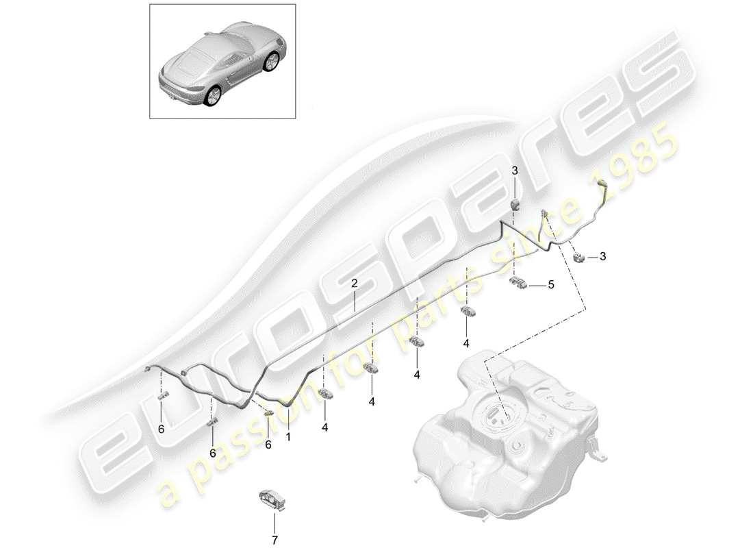 porsche 2017 (718 cayman) conduite de carburant schéma des pièces