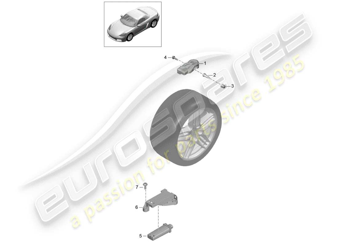 porsche 2017 (718 boxster) système de contrôle de pression des pneus schéma des pièces