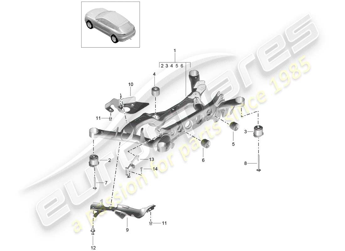 porsche 2014 (macan) essieu arrière schéma des pièces