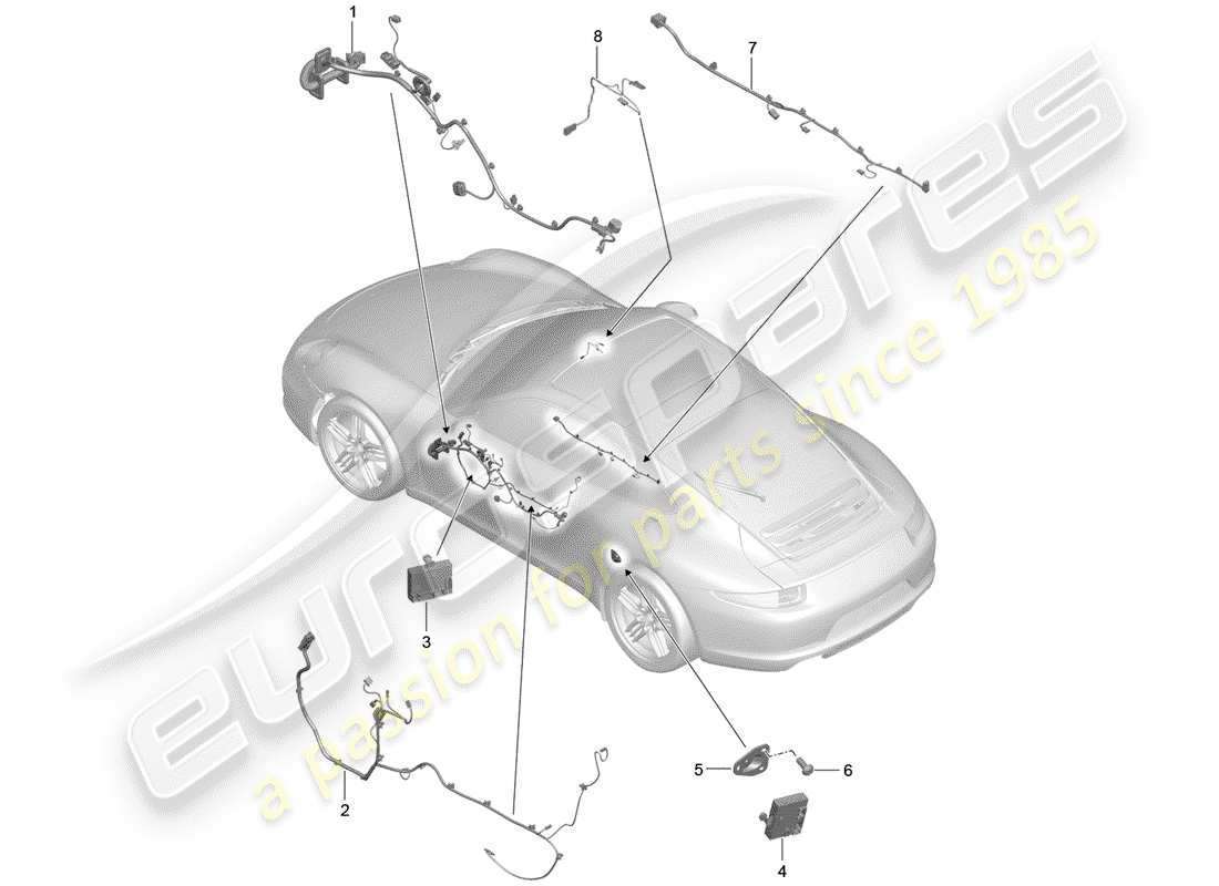 porsche 2013 (991-1) faisceaux de câbles schéma des pièces