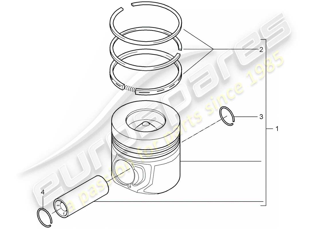 porsche 2010 (cayenne e1 9pa) schéma des pièces du piston