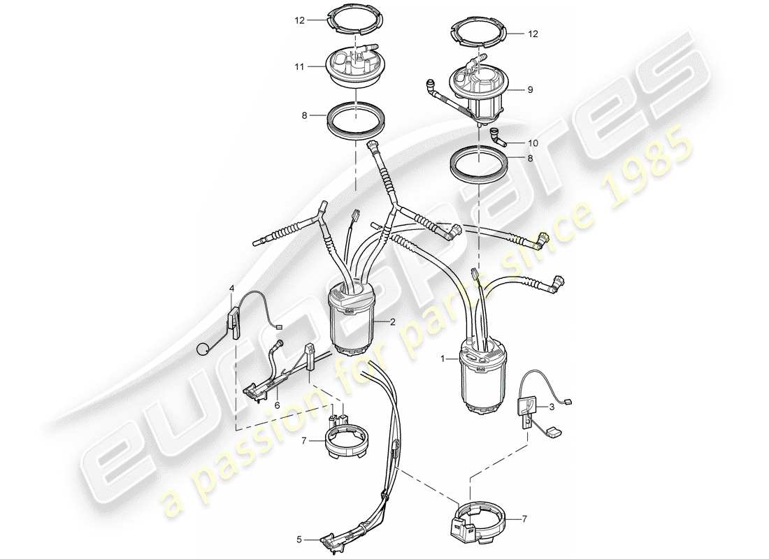 porsche 2010 (cayenne e1 9pa) réservoir de carburant schéma des pièces