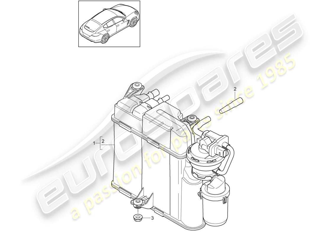 porsche 2010 (cayenne e1 9pa) récipient à charbon actif schéma des pièces