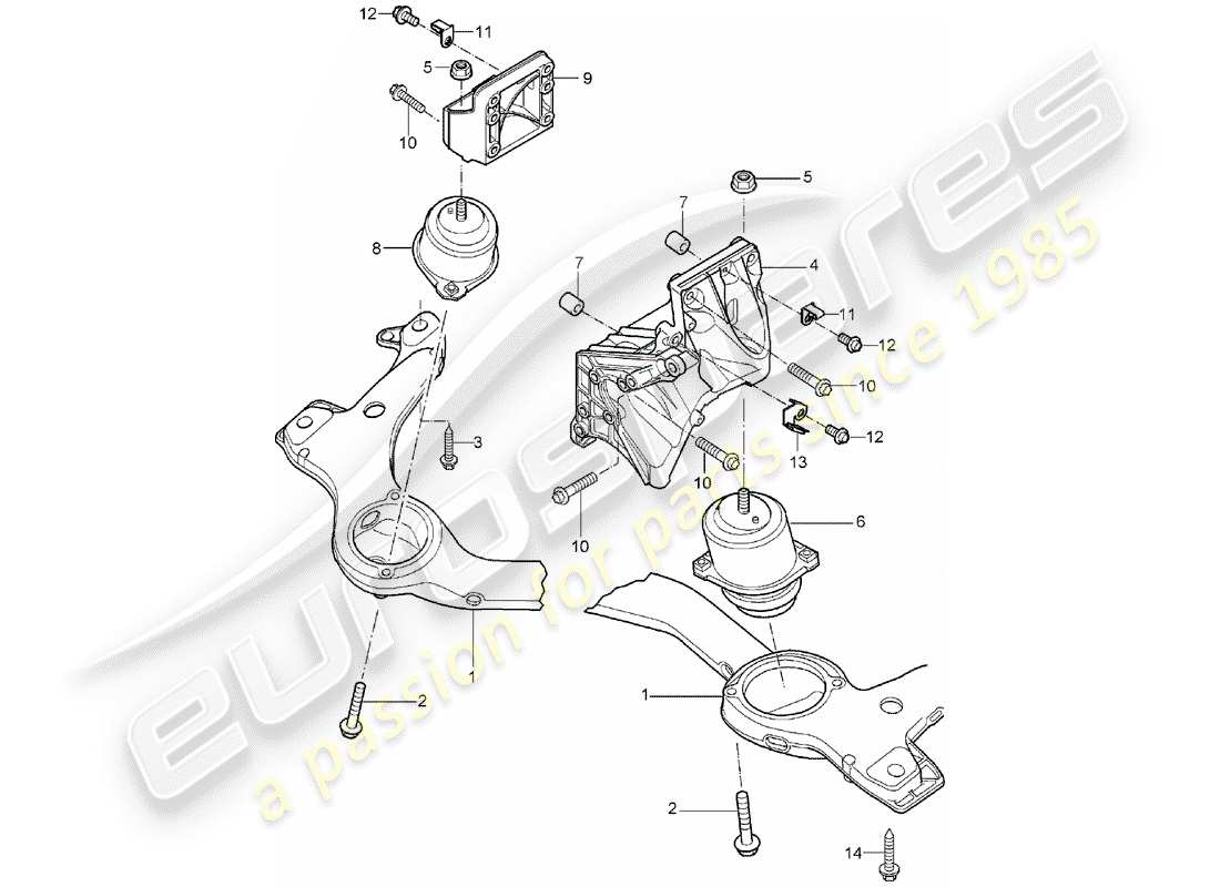 porsche 2003 (cayenne e1 9pa) attaque de levage du moteur schéma des pièces