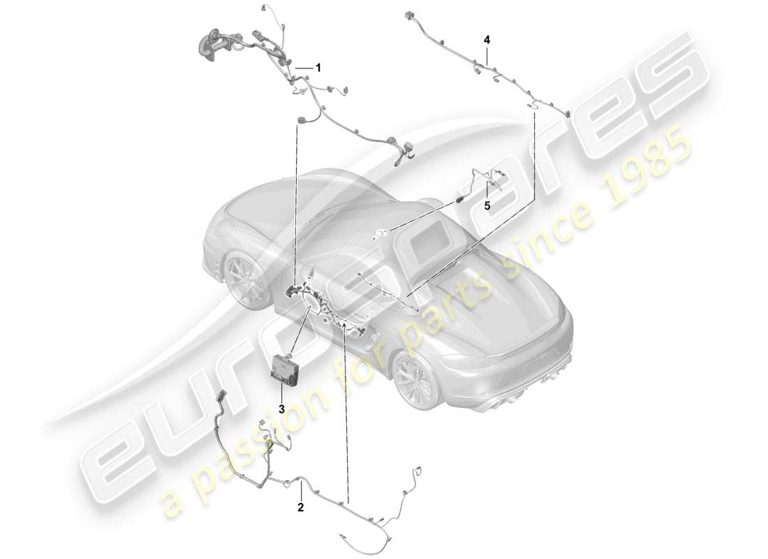 porsche 2019 (718 boxster spyder) faisceaux de câbles schéma des pièces