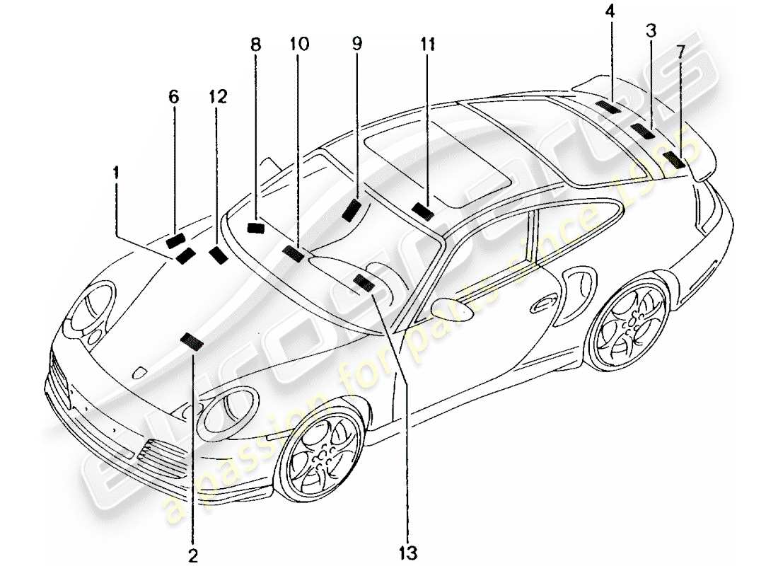 porsche 2003 (996 turbo / gt2) signes/avis schéma des pièces