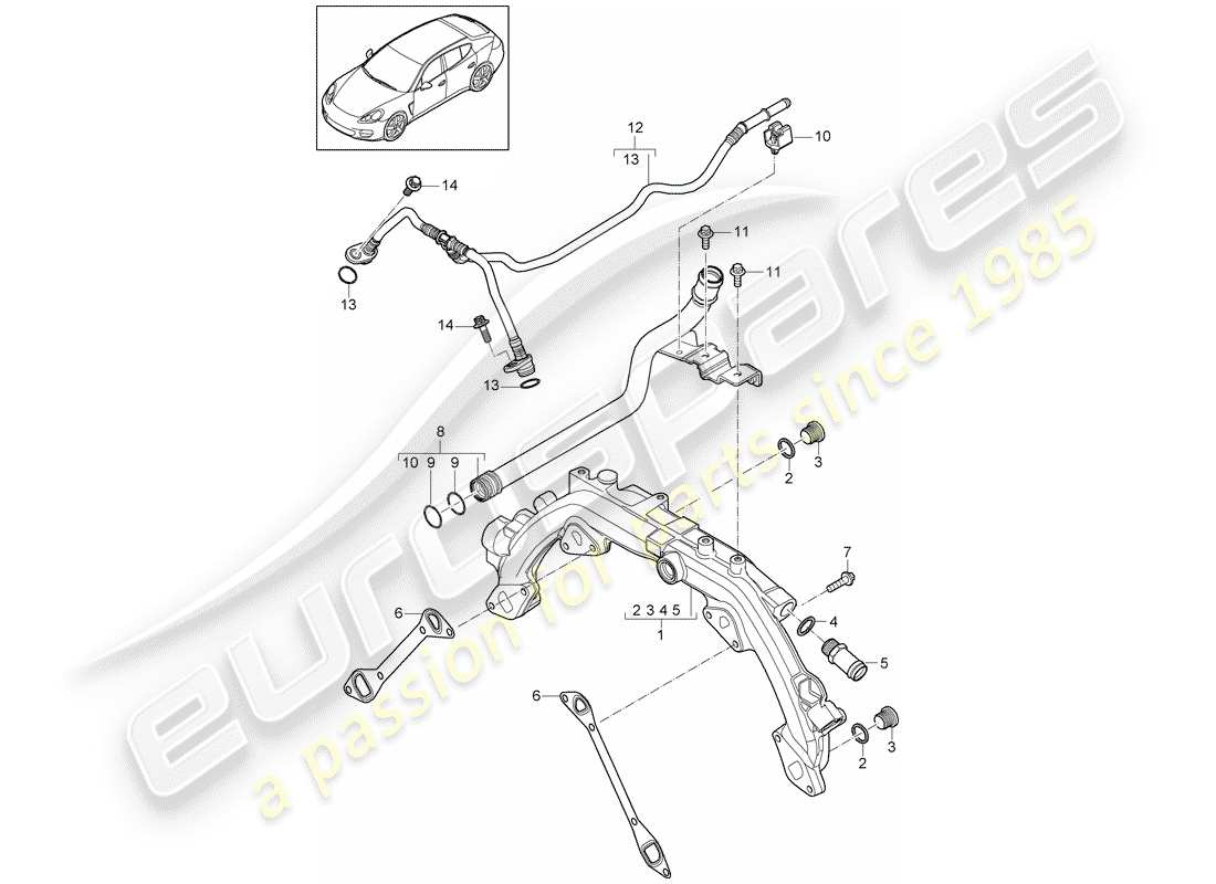 porsche 2011 (panamera 970) refroidissement par eau 1 schéma des pièces