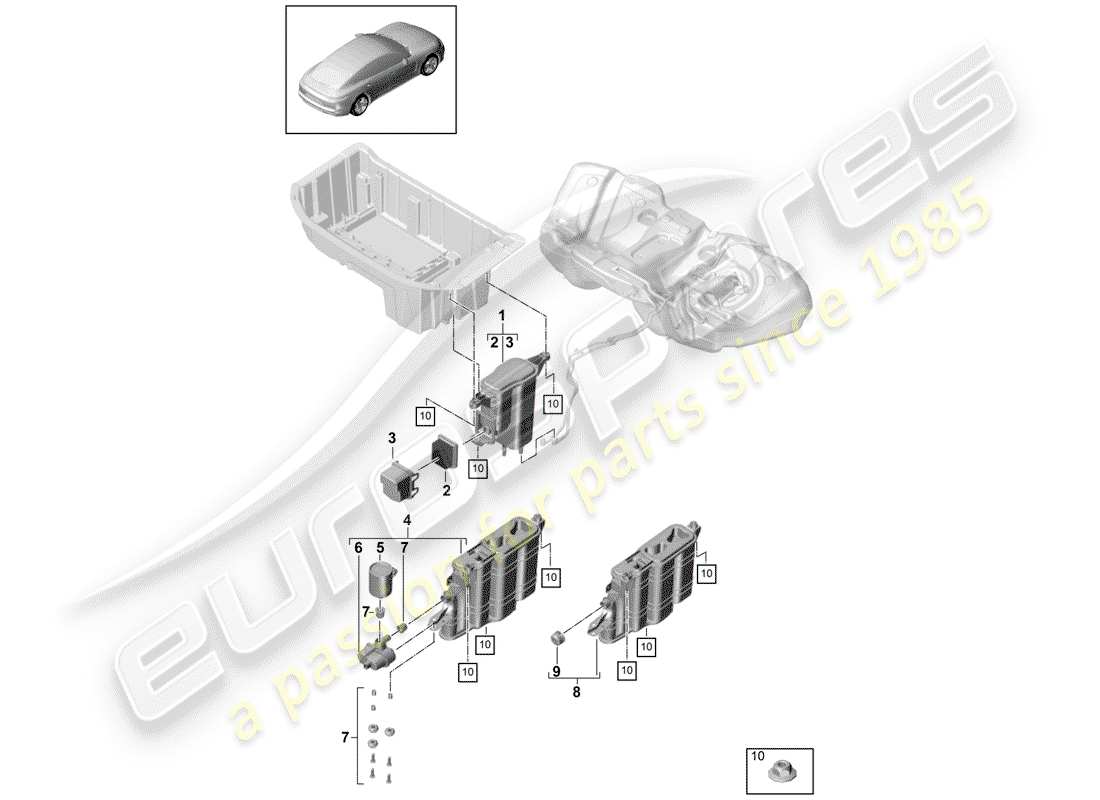 porsche 2017 (panamera 971-1) cartouche d'émission par évaporation schéma des pièces