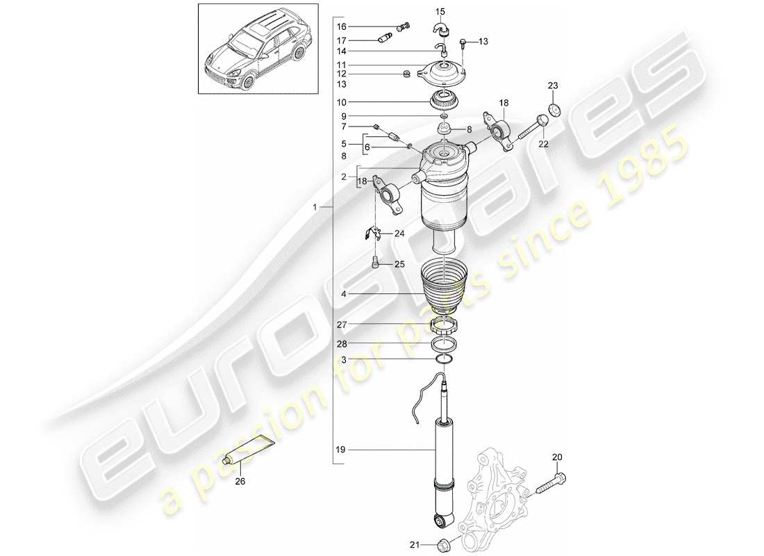 porsche 2012 (cayenne e2 92a) suspension schéma des pièces