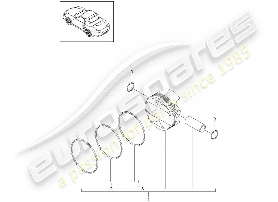 porsche 2011 (987 boxster) piston schéma des pièces