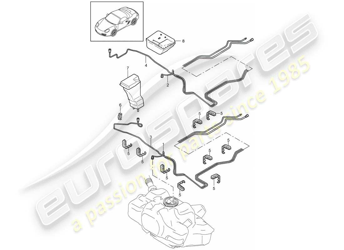 porsche 2011 (987 boxster) système de carburant schéma des pièces