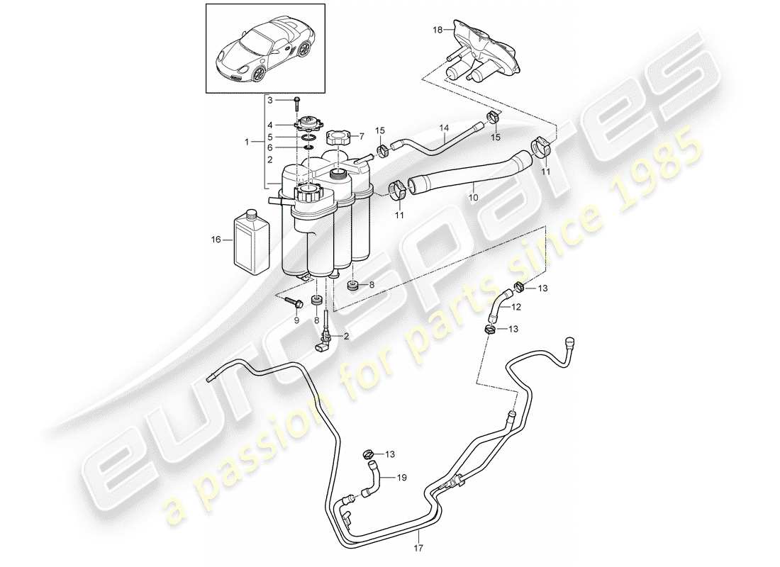 porsche 2011 (987 boxster) refroidissement par eau schéma des pièces