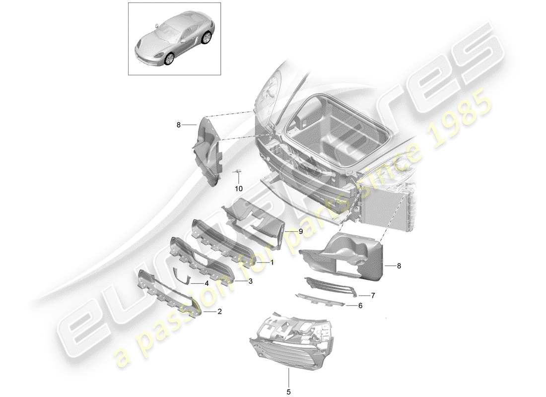 porsche 2018 (718 cayman) diagramme des pièces du conduit d'air
