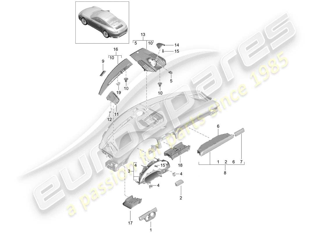 porsche 2019 (991-2) accessoires schéma des pièces