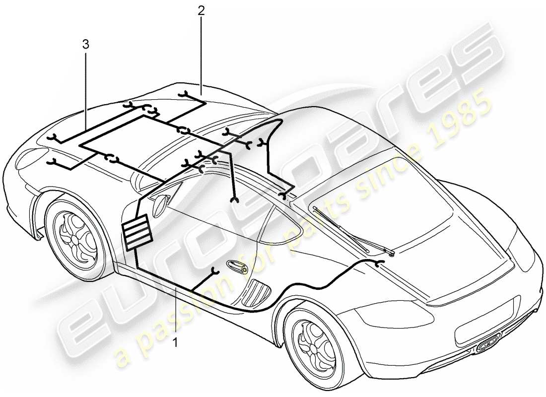 porsche 2007 (987 cayman) faisceau de câblage schéma des pièces