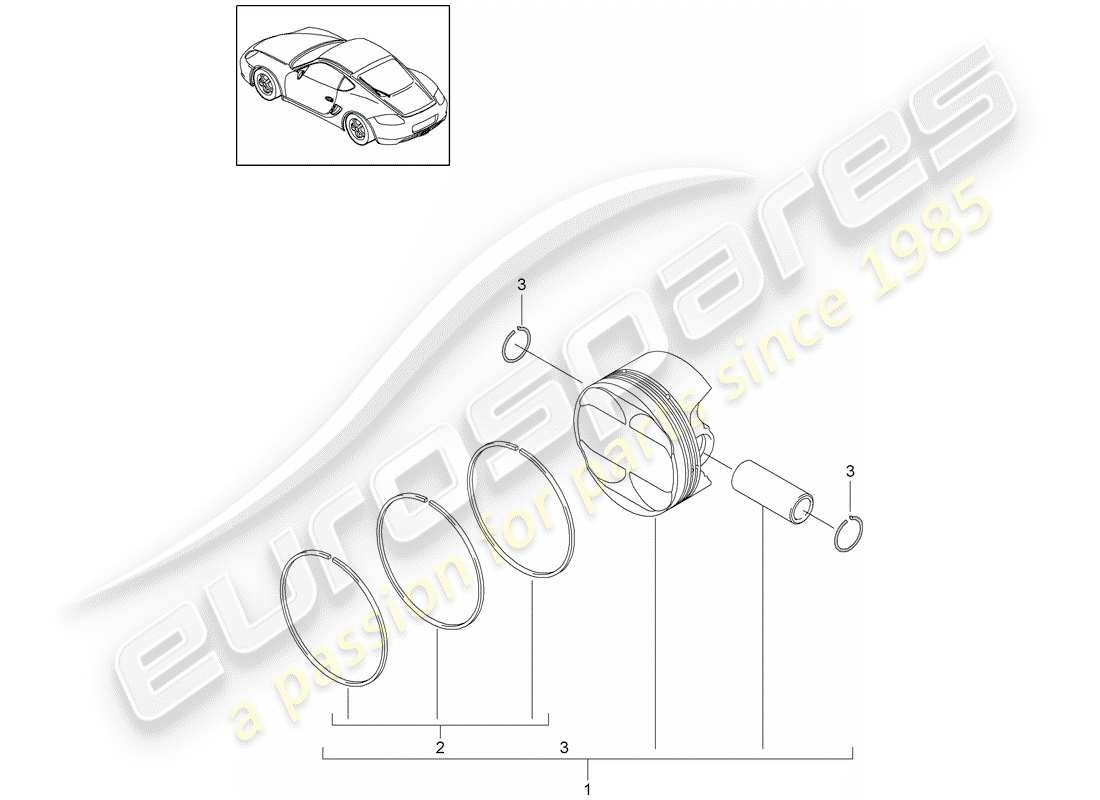 porsche 2011 (987 cayman) piston schéma des pièces