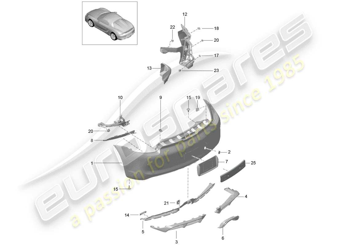 porsche 2016 (981 boxster spyder) schéma des pièces du pare-choc