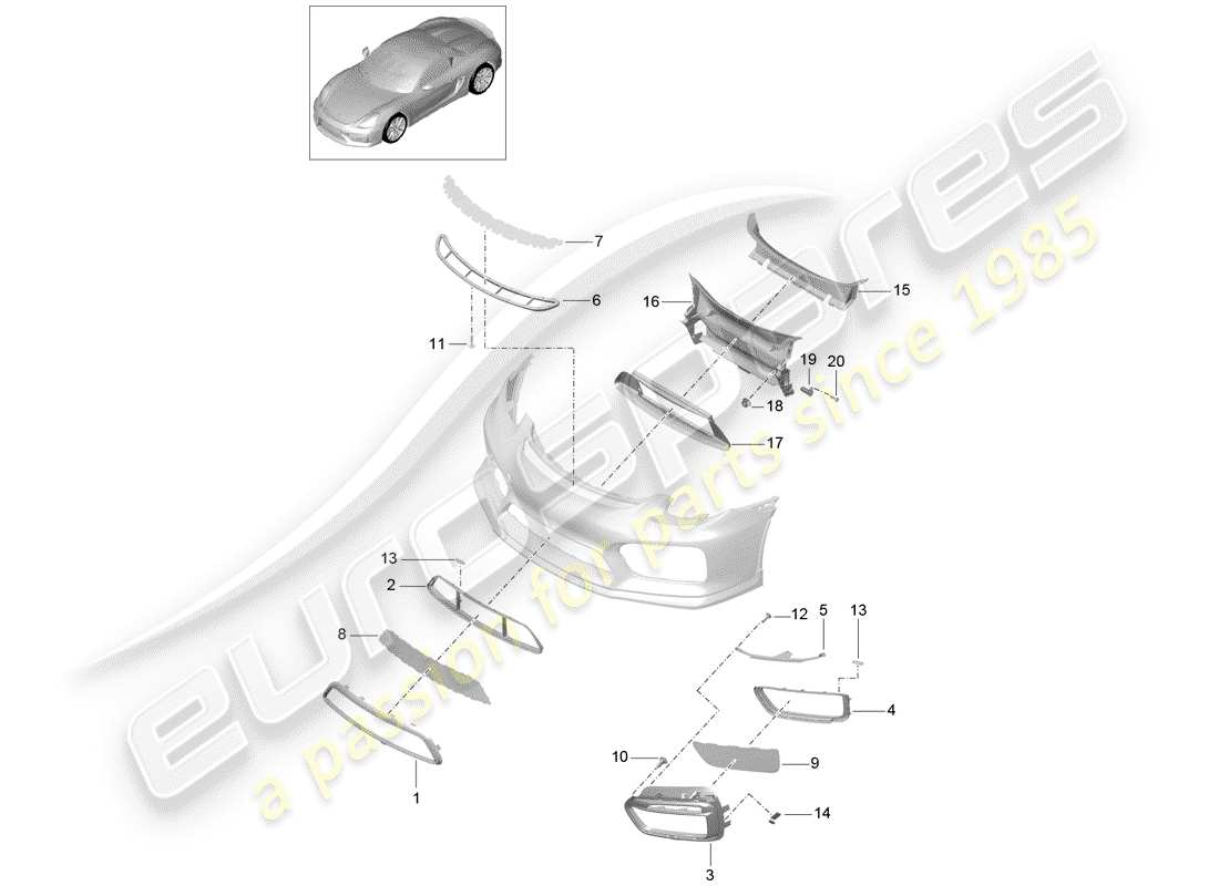 porsche 2016 (981 boxster spyder) pare-chocs schéma des pièces